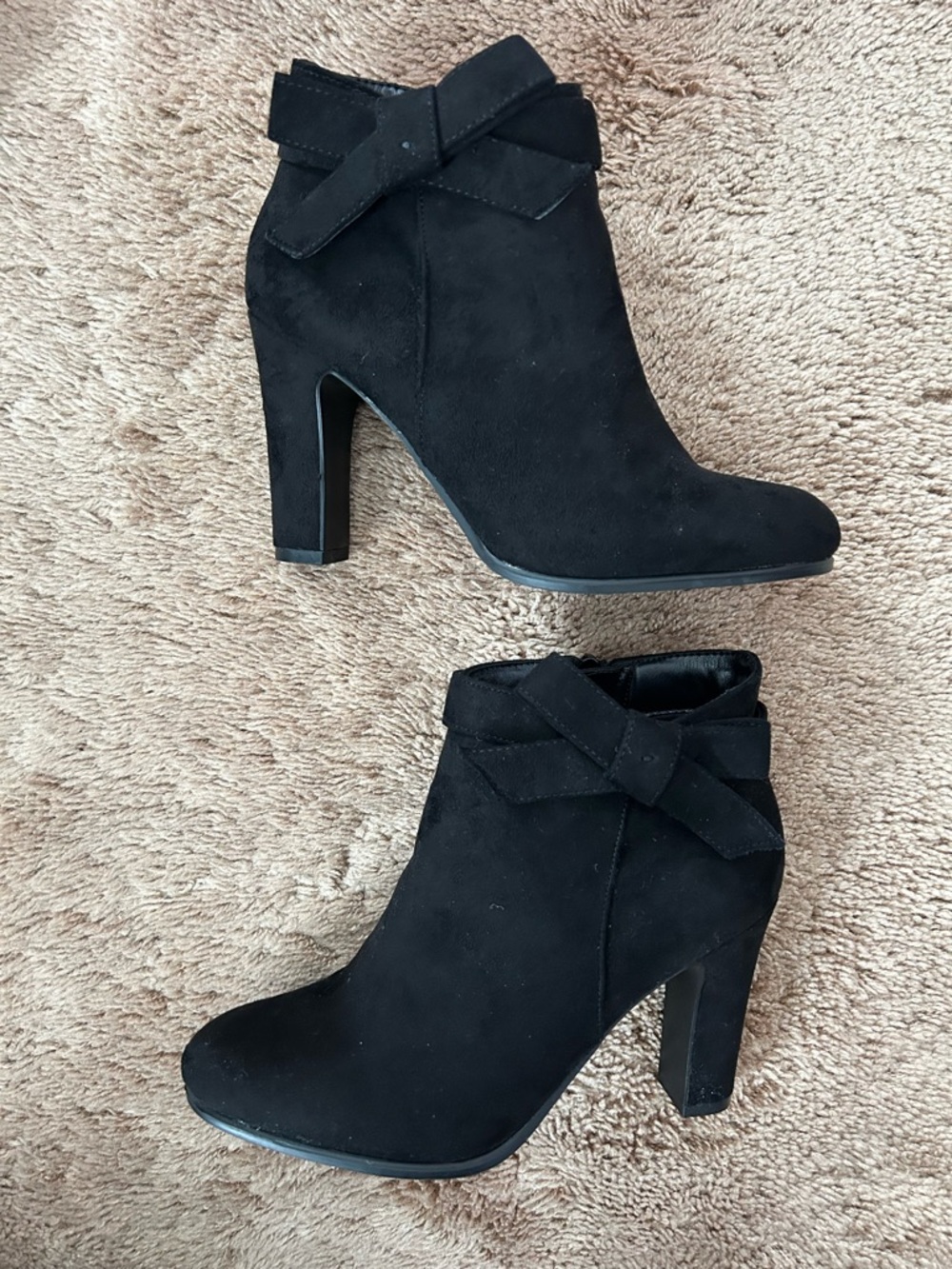 Impo Black Suede Bow Accent Ankle Booties